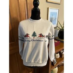Vintage Active Elements Adult Merry Christmas Sleigh Ride Sweatshirt Size Large